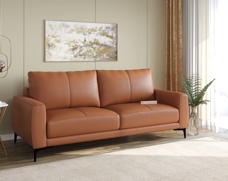 Balvin Leather 3 Seater Sofa
