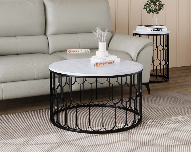 Indo Marble coffee table - Black / White