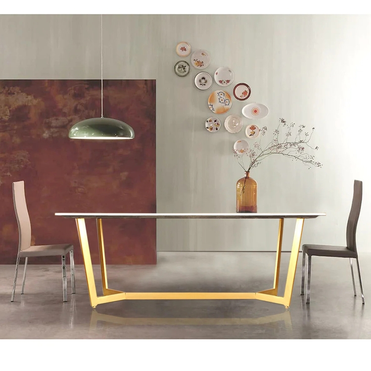 Landon White Marble Dining Table 4 Seater In Gold Finish