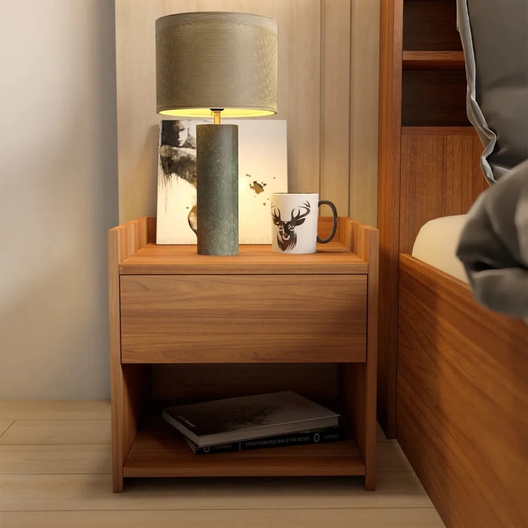 Juno Bed Side Table with Drawer-Teak