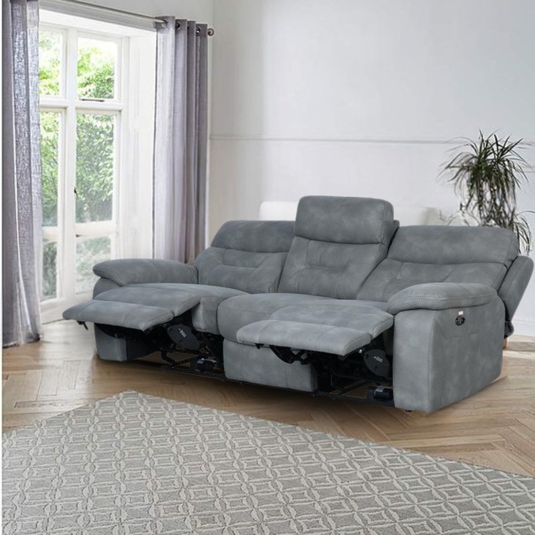 PlushParadigm Graphite 3 seater Sofa (with 3 seats) with 2 motorised recliners