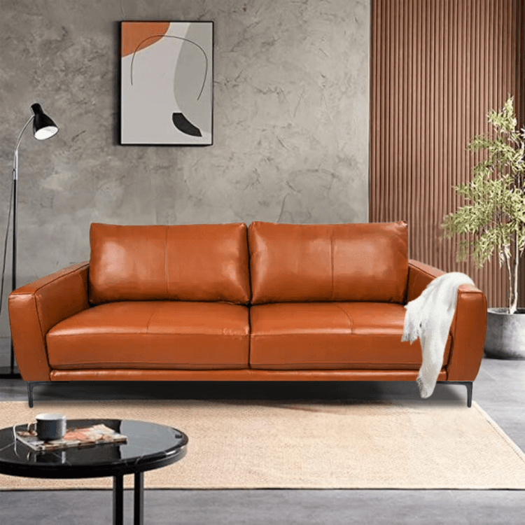 Balvin Leather 3 Seater Sofa