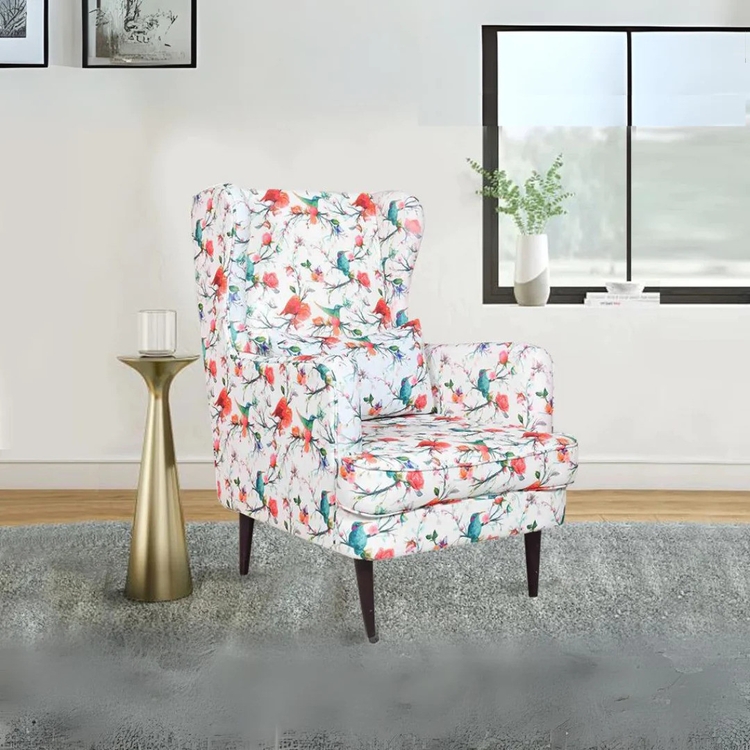 Genoa Wing Chair White Print