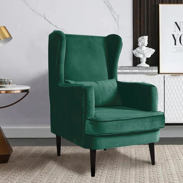 Genoa Wing Chair Velvet Green