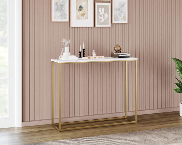 Winslow Marble Console Table In Gold Finish