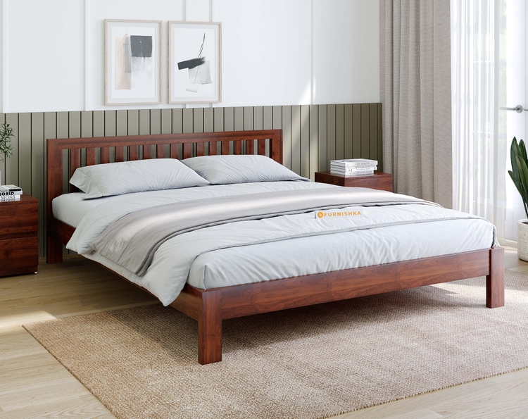 Arya Solid Wood Queen Bed without Storage