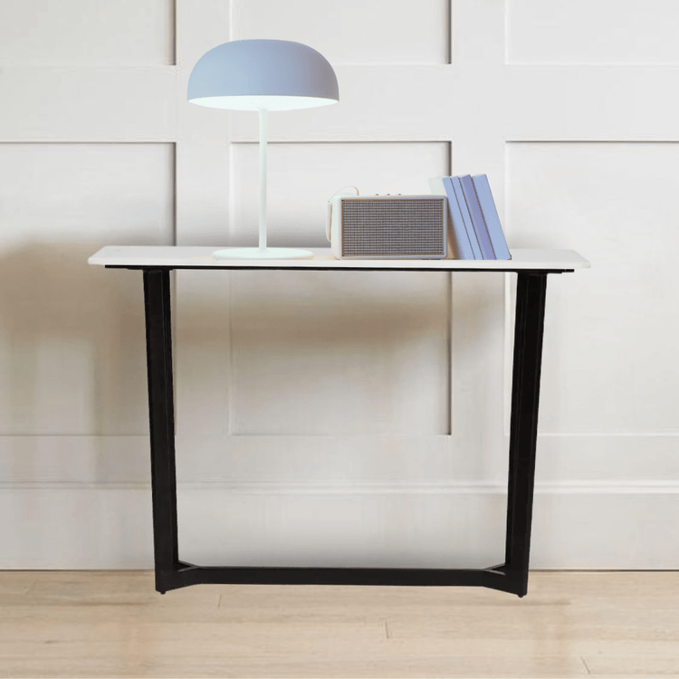 Aanvo Marble Top Console Table In Dark Bronze Finish