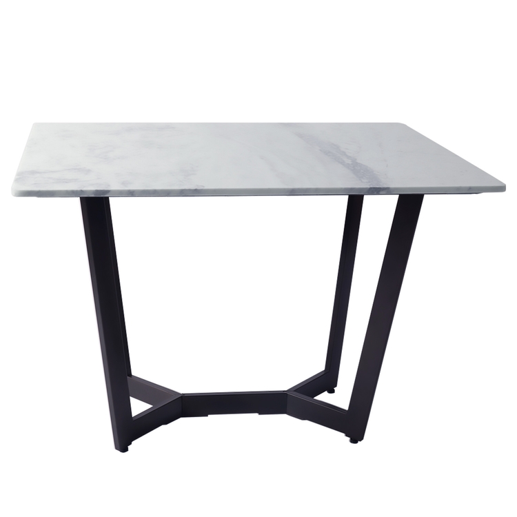 Aanvo Marble Top 4 Seater Dining Table In Dark Bronze Finish