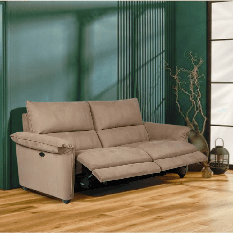 PlushParadigm BeigeBliss 2 seater Sofa (with 2 seats) with 2 motorised recliners