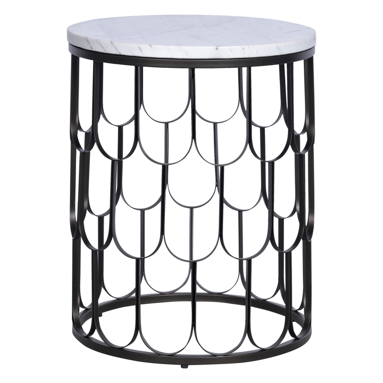 Indo Marble Side Table-Black / White