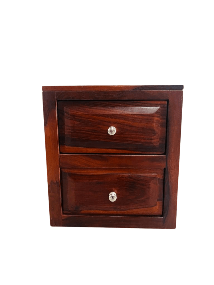 Furnishka Solid wood Bedside Table- Double Drawer