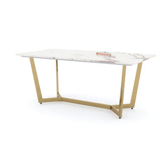 Aanvo Marble Top 4 Seater Dining Table In Gold Finish