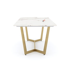 Aanvo Marble Top 4 Seater Dining Table In Gold Finish