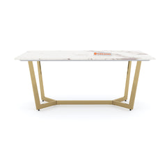 Aanvo Marble Top 4 Seater Dining Table In Gold Finish