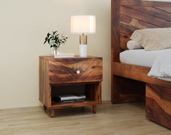 Chevora Upper Drawer Bedside Table In Sheesham - Yoho