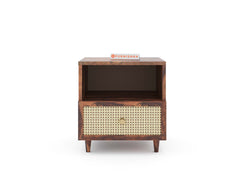 Yoho Bedside Table with Single Drawer lower in Sheesham with Drawer Facia Amara in Sheesham