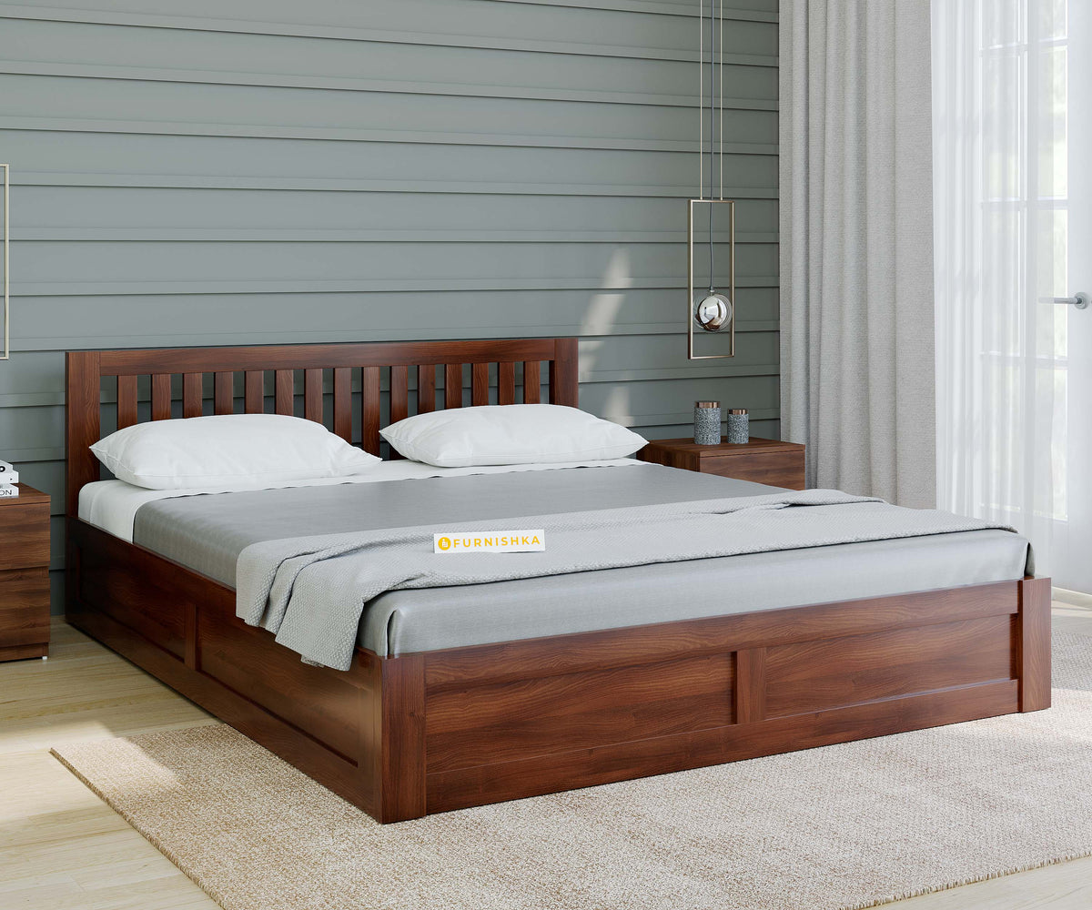 Arya King Size Solid Wood Bed - Box Storage