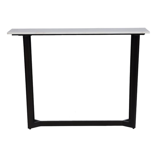 Aanvo Marble Top Console Table In Black Finish