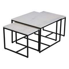 Arina Marble Nesting Coffee Table in Black Finish