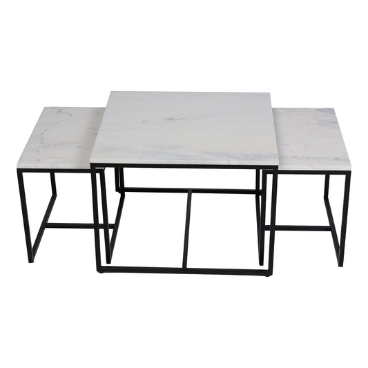 Arina Marble Nesting Coffee Table in Black Finish