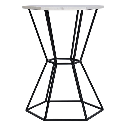 Tulip Marble Side Table In Black Finish