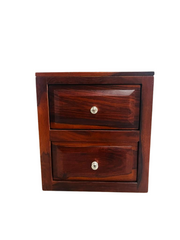 Ansho Sheesham Bedside Table with Double Drawer