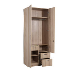 Aasaro 2 Door Wardrobe with Mirror - Oak Finish