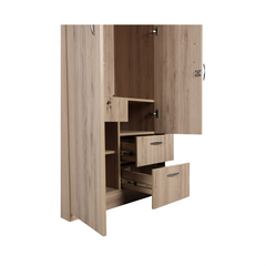 Aasaro 2 Door Wardrobe with Mirror - Oak Finish