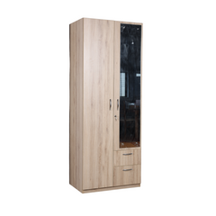 Aasaro 2 Door Wardrobe with Mirror - Oak Finish