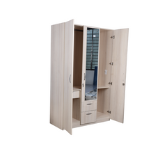 Aasaro 3 Door Wardrobe with Mirror - Oak Finish