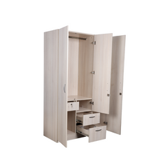 Aasaro 3 Door Wardrobe with Mirror - Oak Finish