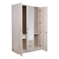 Gilma 3 Door Wardrobe with Mirror - Oak Finish