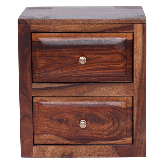 Ansho Sheesham Bedside Table with Double Drawer