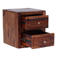 Ansho Sheesham Bedside Table with Double Drawer