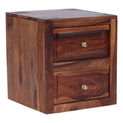 Ansho Sheesham Bedside Table with Double Drawer