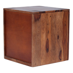 Ansho Sheesham Bedside Table with Double Drawer