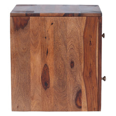 Ansho Sheesham Bedside Table with Double Drawer