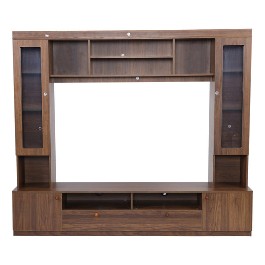 Opulence Oliver Engineered Wood TV Entertainment Unit with LED Light (Finish - Teak)