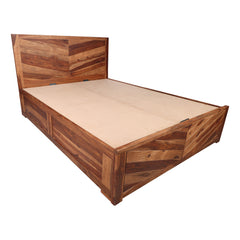 Myraa Sheesham King Size Bed with Hydraulic Storage