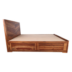 Myraa Sheesham King Size Bed with Hydraulic Storage