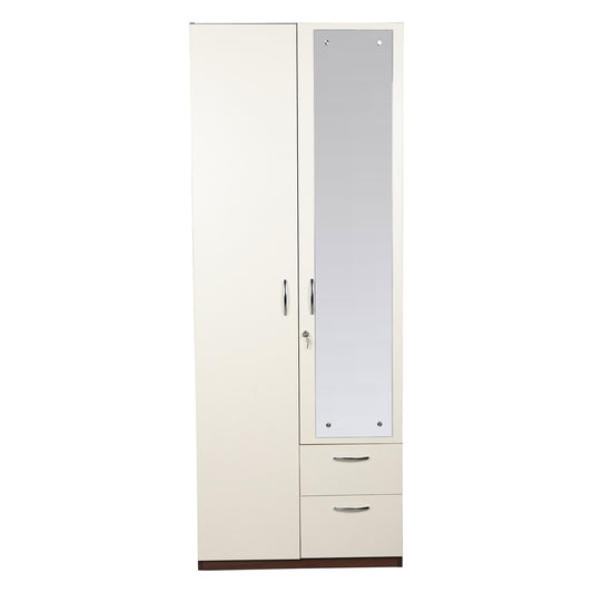 Yashto 2 Door Wardrobe - Cream & Walnut Finish