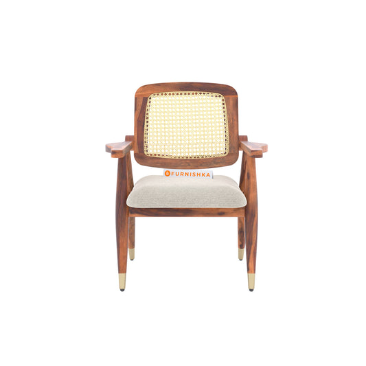 CaneHarmony Riva Sheesham Wood Arm Chair with Cane in Teak Finish