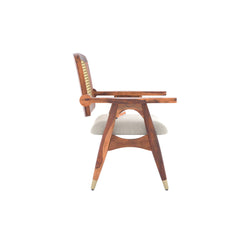 CaneHarmony Riva Sheesham Wood Arm Chair with Cane in Teak Finish