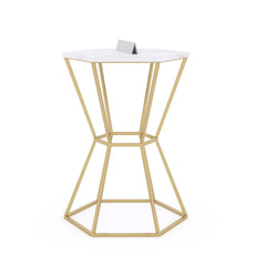 Tulip Marble Side Table In Gold Finish