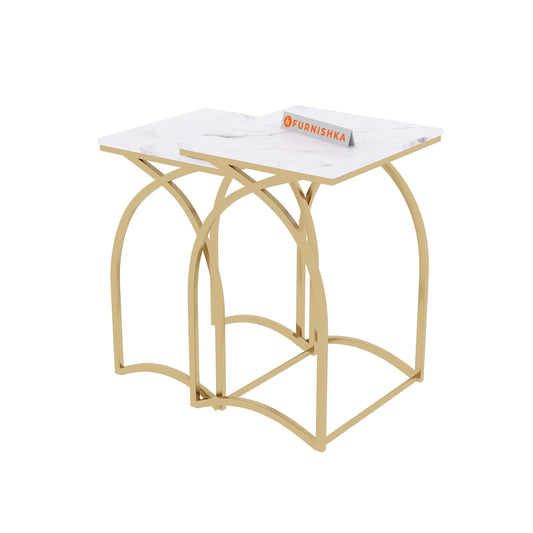 Camden Marble Nesting Table In Gold Finish (Set Of 2)