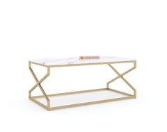 Melbourne Marble Coffee Table In Gold Finish