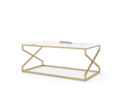 Melbourne Marble Coffee Table In Gold Finish