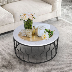 Indo Marble Coffee Table - Dark Bronze / White