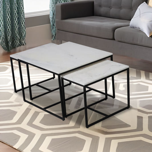 Arina Marble Nesting Coffee Table in Dark Bronze Finish