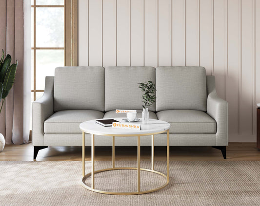 Lotus Marble Top Coffee Table In Gold Finish